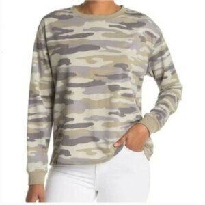 New C&C California Knit Crewneck Camo Pull Over Sweater Small Women Green